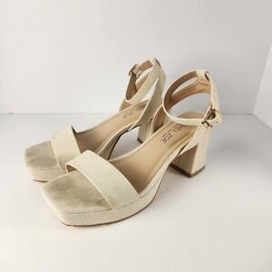 Rachel Zoe Women's Block Heel Dressy‎ Ankle Strap Sandals Ivory Size 7M
